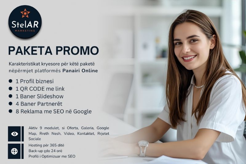 Paketa PROMO me 8 reklama dhe Profil biznesi në platformën Panairi Onlin...